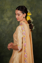 Zahraé Mellow Gold Dupion Silk Kurta Set