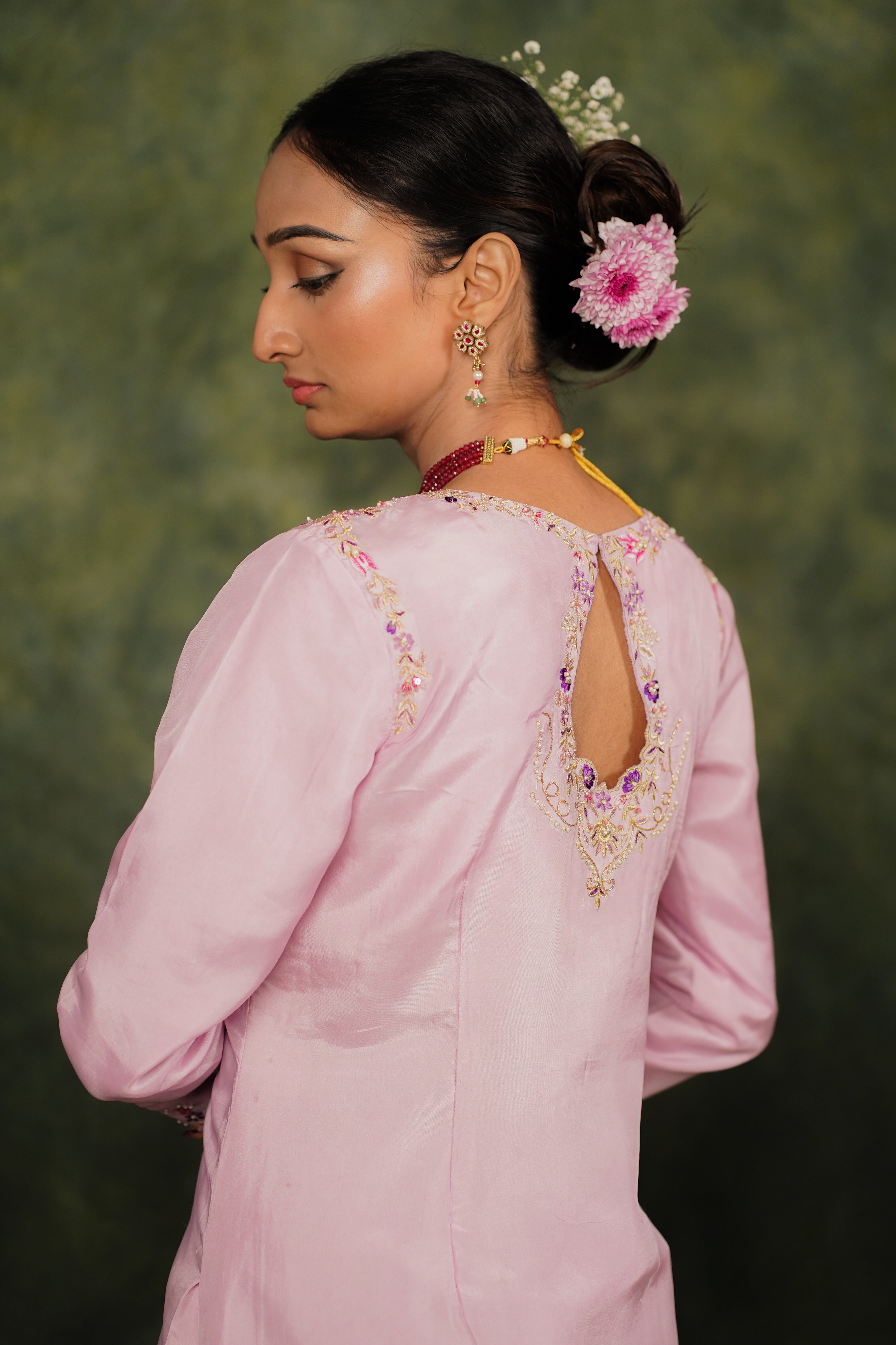Seher Lilac Habutai Silk Kurta Set With Georgette Dupatta
