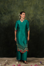 Zahraé Viridian Green Dupion Silk Kurta Set