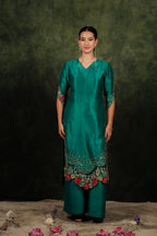 Zahraé Viridian Green Dupion Silk Kurta Set