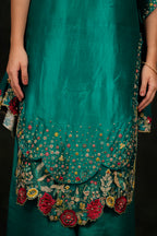 Zahraé Viridian Green Dupion Silk Kurta Set