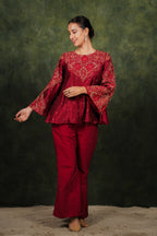 Mehr Red Wine Dupion Silk Co-ord Set