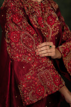 Mehr Red Wine Dupion Silk Co-ord Set